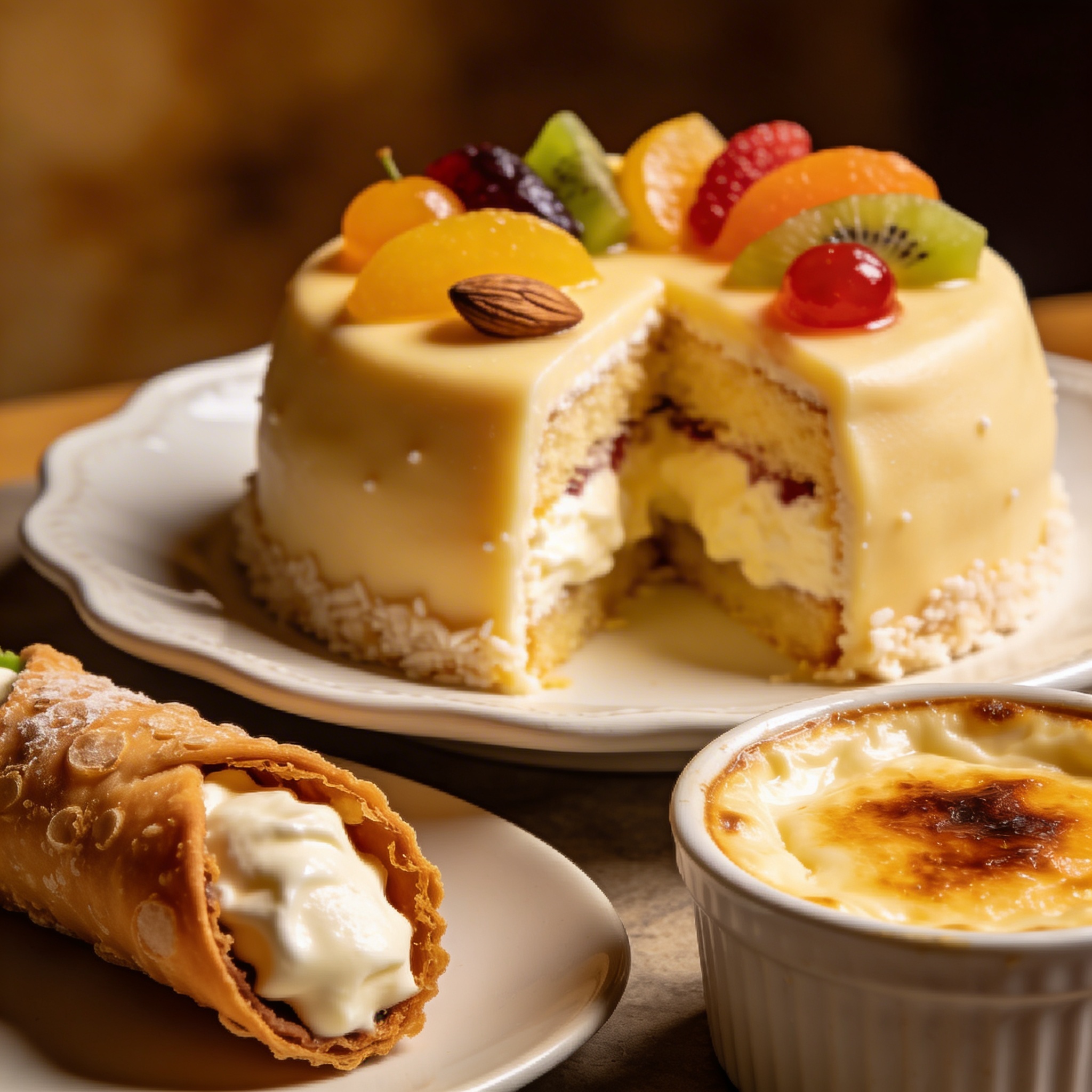 Sicilian Cassata, Cannoli Cream & Baked Ricotta Companion